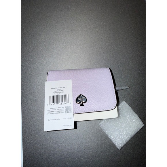 Kate Spade Kayla Pebbled Leather Small L-Zip Bifold Wallet Light Froz KK056 - Picture 8 of 9